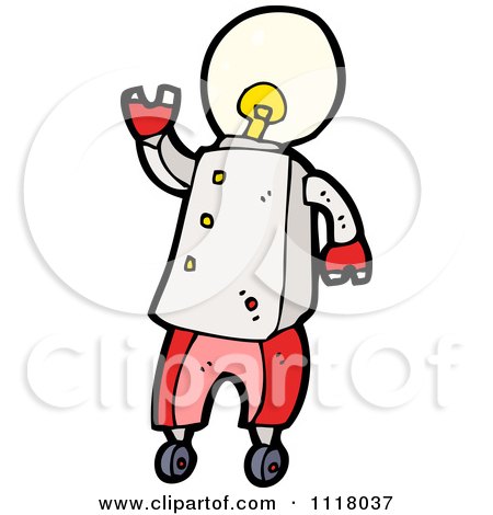 Vector Cartoon Of A Light Bulb Head Robot 2 - Royalty Free Clipart Graphic by lineartestpilot