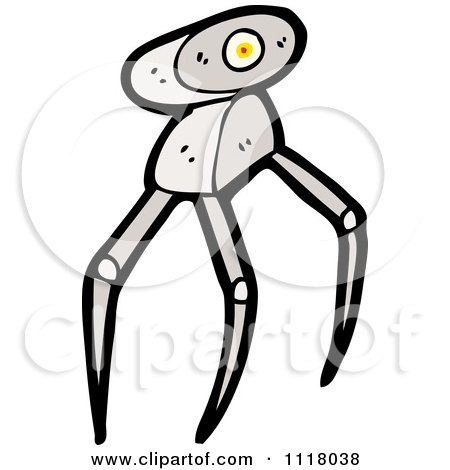 Vector Cartoon Of A Robot With Long Legs 1 - Royalty Free Clipart Graphic by lineartestpilot