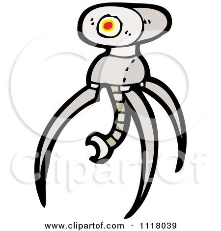 Vector Cartoon Of A Robot With Long Legs 2 - Royalty Free Clipart Graphic by lineartestpilot