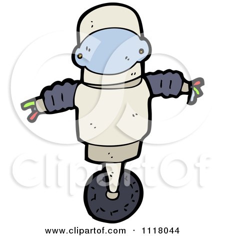 Vector Cartoon Of A Robot With One Wheel - Royalty Free Clipart Graphic by lineartestpilot