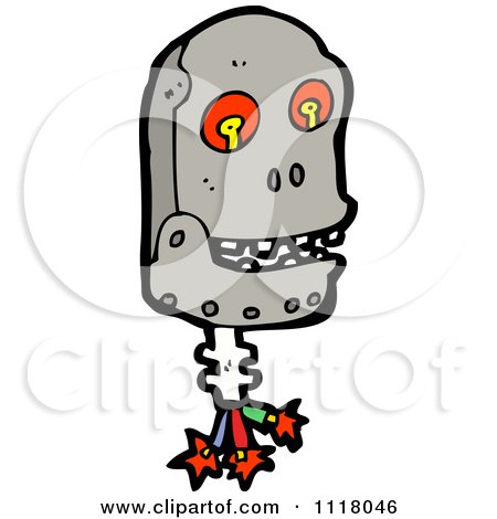 Vector Cartoon Of A Robot Head 3 - Royalty Free Clipart Graphic by lineartestpilot