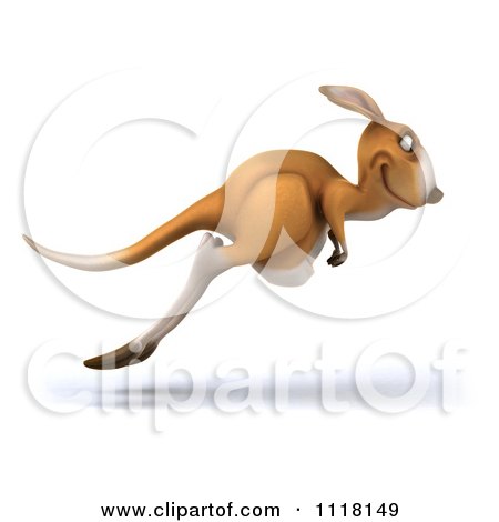 Clipart Of A 3d Aussie Kangaroo Hopping Right - Royalty Free CGI Illustration by Julos