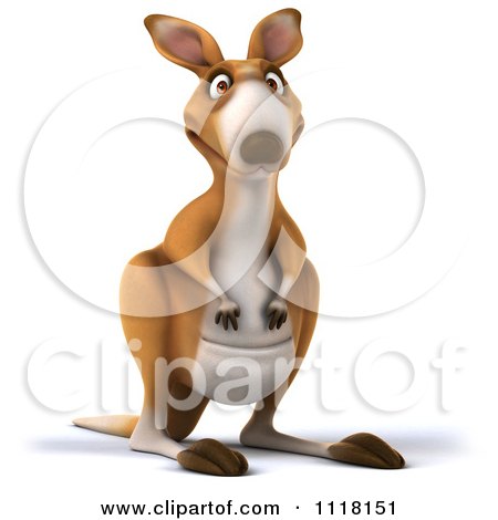 Clipart Of A 3d Aussie Kangaroo Facing Front - Royalty Free CGI Illustration by Julos