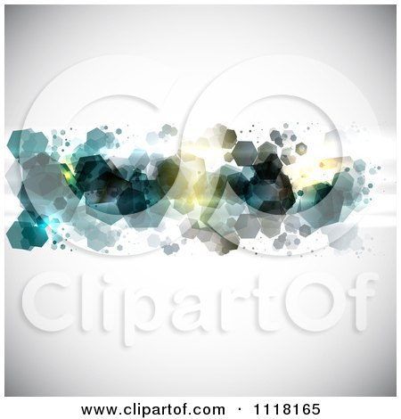 Clipart Of Abstract Hexagons On A Shaded Background - Royalty Free Vector Illustration by KJ Pargeter