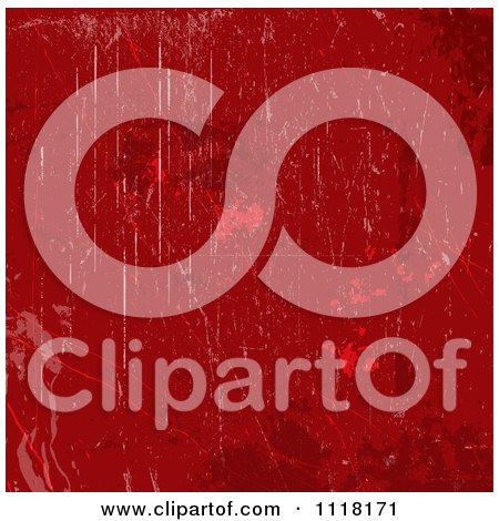 Clipart Of A Blood Red Grungy Stained And Scratched Background - Royalty Free Vector Illustration by KJ Pargeter
