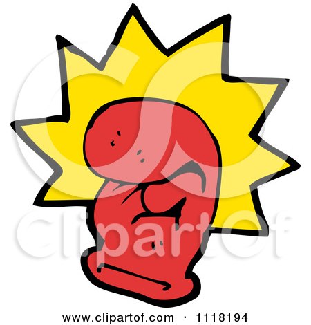 Vector Cartoon Of A Red Boxing Glove Punching 2 - Royalty Free Clipart Graphic by lineartestpilot
