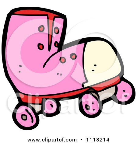 Vector Cartoon Of A Pink Roller Skate - Royalty Free Clipart Graphic by lineartestpilot