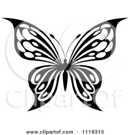 Clipart Of A Black And White Butterfly 7 - Royalty Free Vector Illustration by Vector Tradition SM