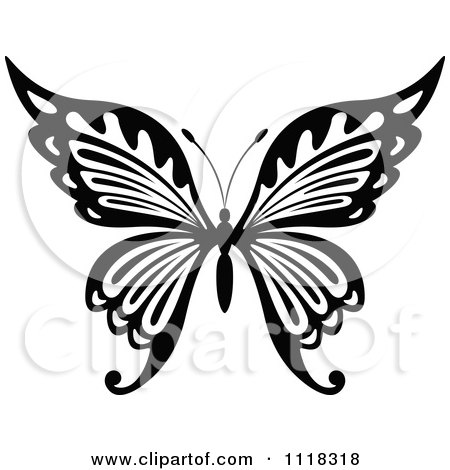 Clipart Of A Black And White Butterfly 12 - Royalty Free Vector Illustration by Vector Tradition SM