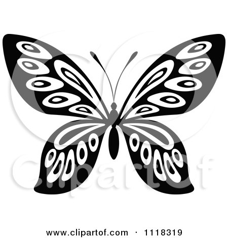 Clipart Of A Black And White Butterfly 11 - Royalty Free Vector Illustration by Vector Tradition SM