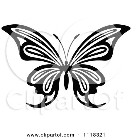 Clipart Of A Black And White Butterfly 10 - Royalty Free Vector Illustration by Vector Tradition SM