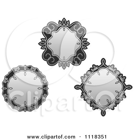 Clipart Of Ornate Grayscale Frames 2 - Royalty Free Vector Illustration by Vector Tradition SM