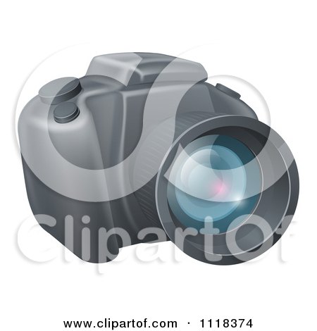 Clipart Of A Modern DSLR Camera - Royalty Free Vector Illustration by AtStockIllustration