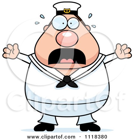 Cartoon Of A Frightened Sailor - Royalty Free Vector Clipart by Cory Thoman