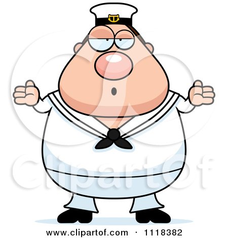 Cartoon Of A Careless Shrugging Sailor - Royalty Free Vector Clipart by Cory Thoman