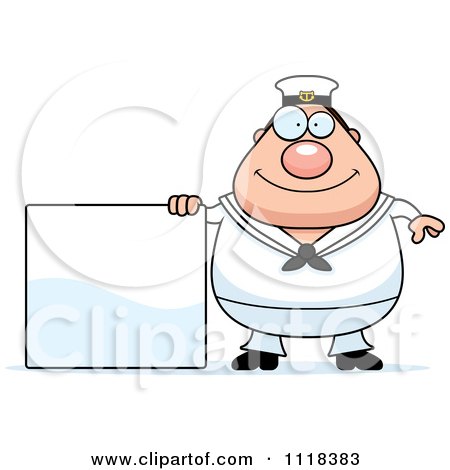 Cartoon Of A Happy Sailor With A Sign - Royalty Free Vector Clipart by Cory Thoman