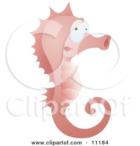 Cute Pink Swimming Seahorse Clipart Illustration by AtStockIllustration
