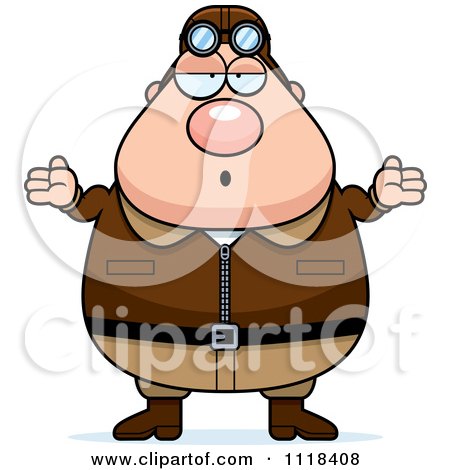 Cartoon Of A Careless Shrugging Male Aviator Pilot - Royalty Free Vector Clipart by Cory Thoman