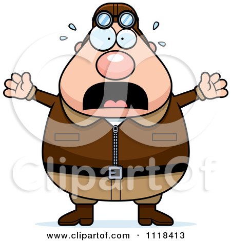 Cartoon Of A Frightened Male Aviator Pilot - Royalty Free Vector Clipart by Cory Thoman