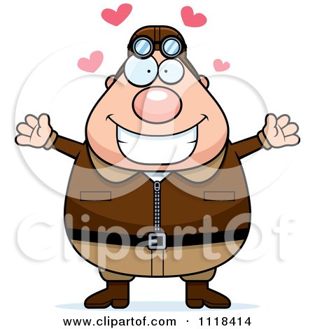 Cartoon Of An Amorous Male Aviator Pilot - Royalty Free Vector Clipart by Cory Thoman