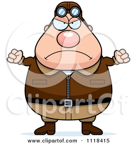 Cartoon Of An Angry Male Aviator Pilot - Royalty Free Vector Clipart by Cory Thoman