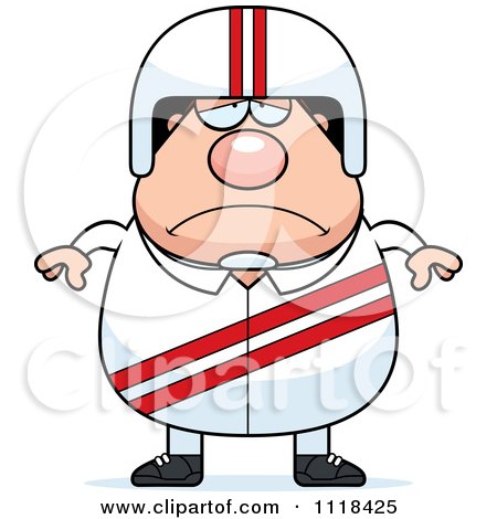 Cartoon Of A Depressed Race Car Driver - Royalty Free Vector Clipart by Cory Thoman