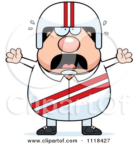 Cartoon Of A Frightened Race Car Driver - Royalty Free Vector Clipart by Cory Thoman