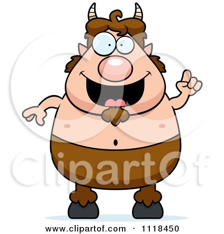 Cartoon Of A Smart Pan Faun With An Idea - Royalty Free Vector Clipart by Cory Thoman