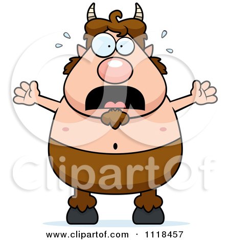 Cartoon Of A Frightened Pan Faun - Royalty Free Vector Clipart by Cory Thoman