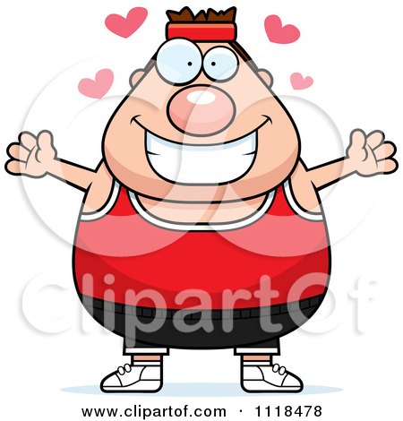 Cartoon Of An Amorous Caucasian Gym Man - Royalty Free Vector Clipart by Cory Thoman