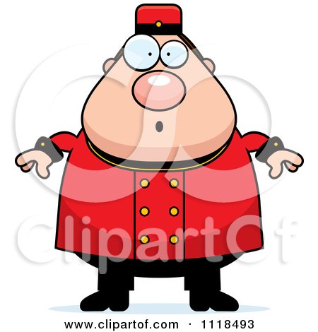 Cartoon Of A Surprised Bellhop Worker - Royalty Free Vector Clipart by Cory Thoman