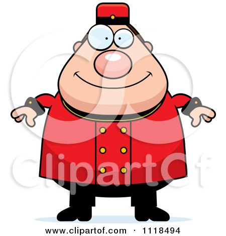 Cartoon Of A Happy Bellhop Worker - Royalty Free Vector Clipart by Cory Thoman