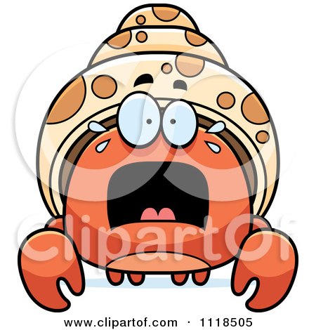 Cartoon Of A Frightened Hermit Crab - Royalty Free Vector Clipart by Cory Thoman