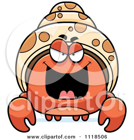 Cartoon Of A Sly Hermit Crab - Royalty Free Vector Clipart by Cory Thoman