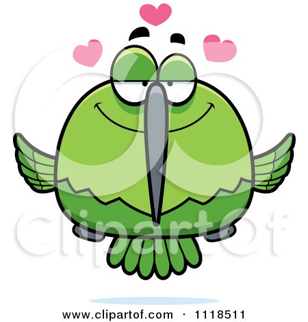 Cartoon Of An Amorous Green Hummingbird - Royalty Free Vector Clipart by Cory Thoman