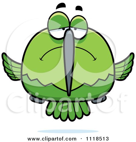 Cartoon Of A Depressed Sad Green Hummingbird - Royalty Free Vector Clipart by Cory Thoman