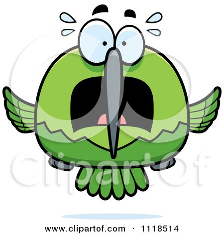 Cartoon Of A Frightened Green Hummingbird - Royalty Free Vector Clipart by Cory Thoman