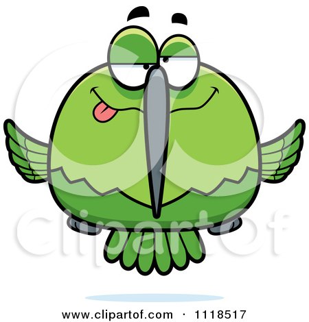 Cartoon Of A Drunk Or Dumb Green Hummingbird - Royalty Free Vector Clipart by Cory Thoman