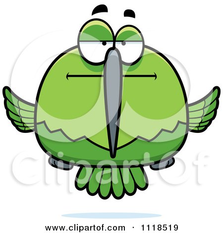 Cartoon Of A Bored Or Skeptical Green Hummingbird - Royalty Free Vector Clipart by Cory Thoman