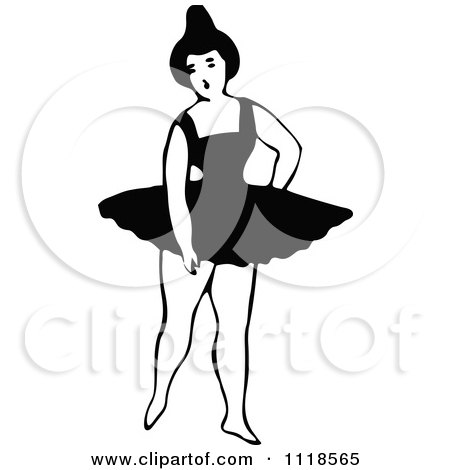 Clipart Of A Retro Vintage Black And White Dancing Ballerina 8 - Royalty Free Vector Illustration by Prawny Vintage