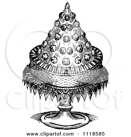 Clipart Of A Retro Vintage Black And White Conical Dessert Cake - Royalty Free Vector Illustration by Prawny Vintage