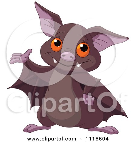 Cartoon Of A Cute Halloween Bat Presenting - Royalty Free Vector Clipart by Pushkin