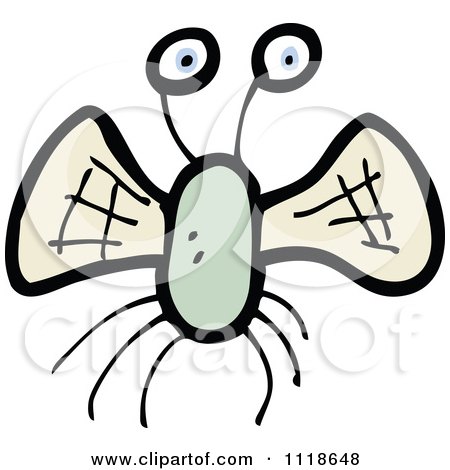 Cartoon Of A Green House Fly 8 - Royalty Free Vector Clipart by lineartestpilot