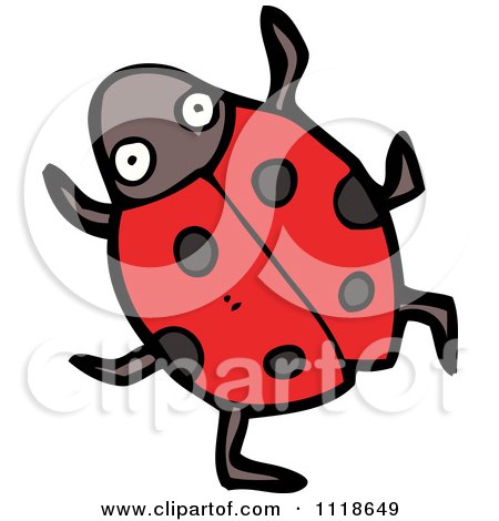 Cartoon Of A Red Ladybug Beetle 1 - Royalty Free Vector Clipart by lineartestpilot