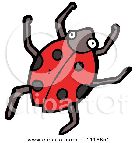 Cartoon Of A Red Ladybug Beetle 3 - Royalty Free Vector Clipart by lineartestpilot