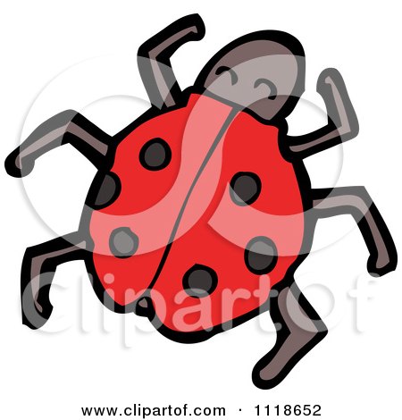 Cartoon Of A Red Ladybug Beetle 4 - Royalty Free Vector Clipart by lineartestpilot