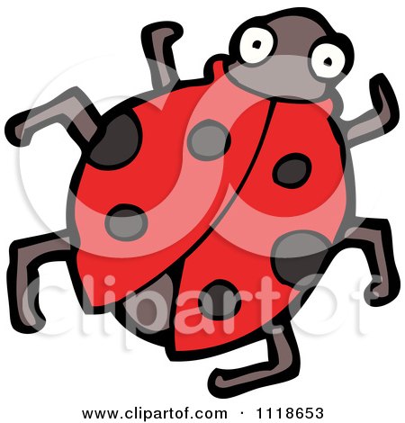 Cartoon Of A Red Ladybug Beetle 5 - Royalty Free Vector Clipart by lineartestpilot