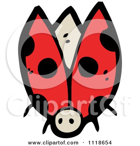 Cartoon Of A Red Ladybug Beetle 6 - Royalty Free Vector Clipart by lineartestpilot