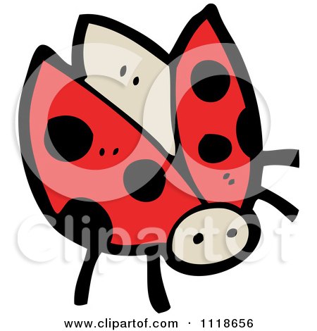 Cartoon Of A Red Ladybug Beetle 8 - Royalty Free Vector Clipart by lineartestpilot