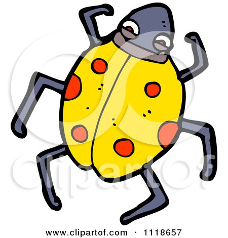 Cartoon Of A Yellow Ladybug Beetle 1 - Royalty Free Vector Clipart by lineartestpilot